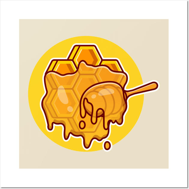 Honey With Honey Spoon Cartoon Wall Art by Catalyst Labs